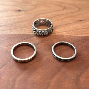 Lot of 3 Sterling Silver Rings Size 8